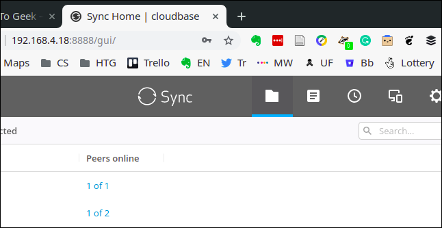 Resilio sync portal in a browser