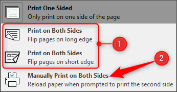 printing options