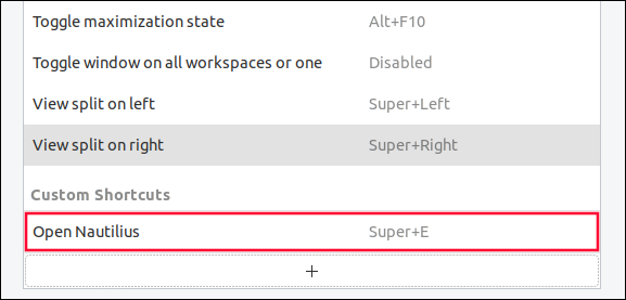 New shortcut showing in the Custom Shortcuts list