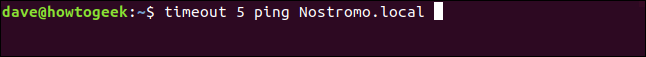 timeout 5 ping Nostromo.local in a terminal window