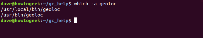 which -a geoloc in a terminal window