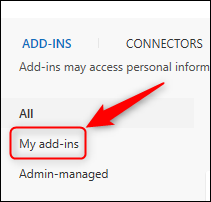 The &quot;My add-ins&quot; option