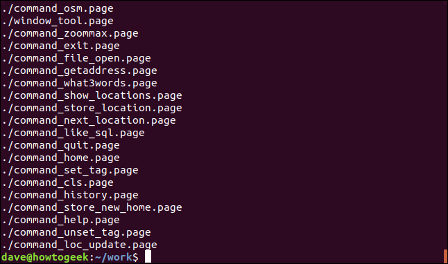 output of tar in a terminal window