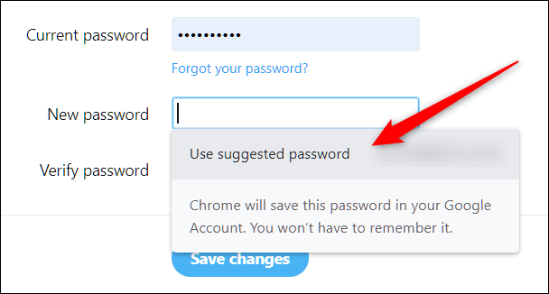 Click &quot;Use Suggested Password&quot; to change or reset an existing password on any account.