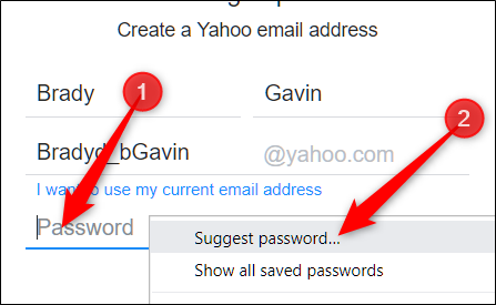 Right-click the empty password field, and then click &quot;Suggest Password.&quot;