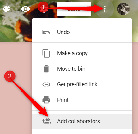 Click the three dots at the top of the page, and then click &quot;Add Collaborators.&quot;
