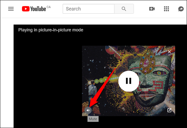 Hover the mouse cursor over the video, and then click on the speaker icon to mute the video