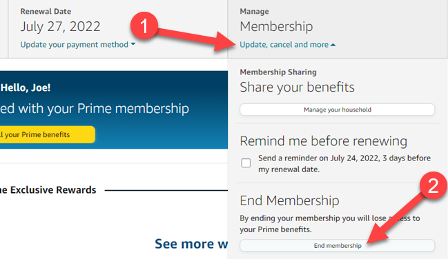 How to cancel your  Prime subscription and close your