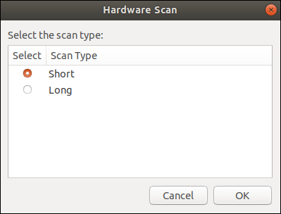 list dialog box with the short option selected