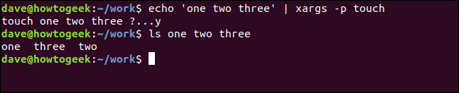 output of ls in a terminal window