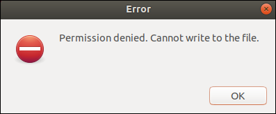 zenity error dialog window