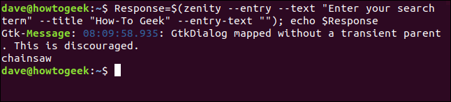 user text entry term in a terminal window