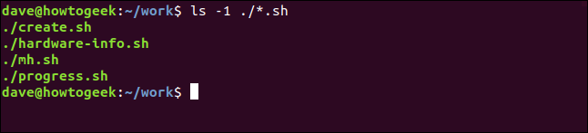 output of ls in a terminal window