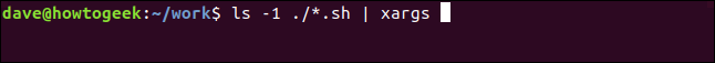 ls -1 ./*.sh | xargs in a terminal window