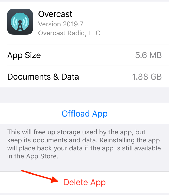 Delete App from iPhone Storage Screen