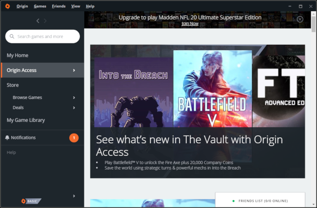 EA's Origin Access Game Vault.