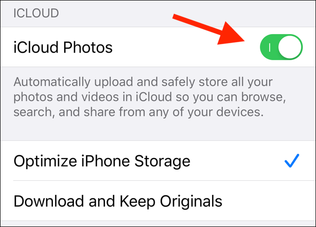 Turn on iCloud Photo Library Feature from Settings in iPhone
