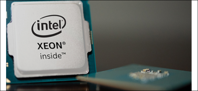 Intel's Xeon processor package with a brown background