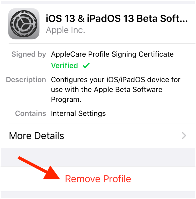 Remove iOS Beta Profile