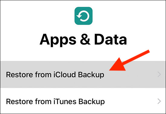 Restore backup from iCloud during setup process