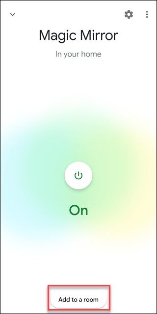 Magic mirror device with box around &quot;add to a room&quot; option.