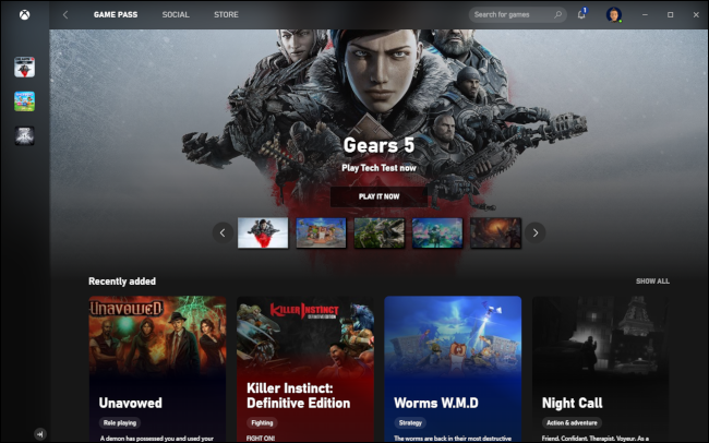 Xbox Game Pass featuring the game Gears 5.