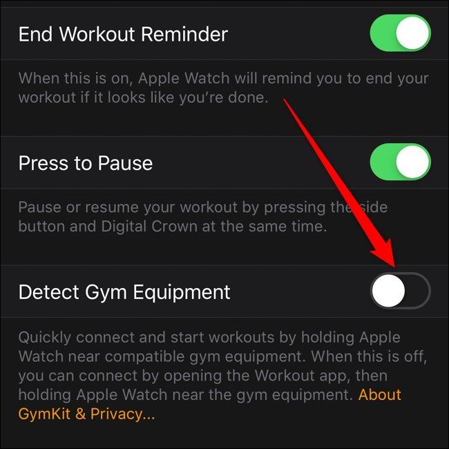 Apple iPhone Apple Watch App Workout Menu
