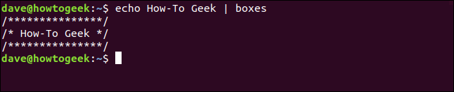 boxes output in a terminal window