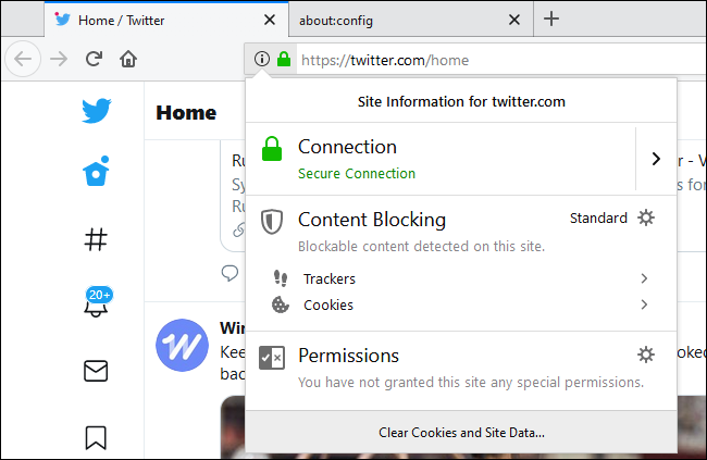 Clearing Twitter's cookies in Firefox
