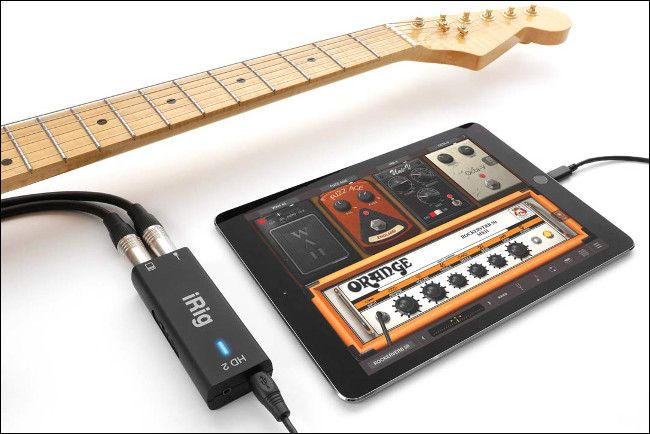 Guitar Connected to iRig HD2 and an iPad