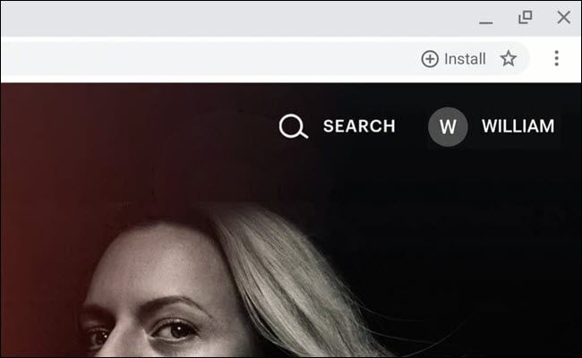 Google Chrome Omnibox, showing Progressive Web App install button.