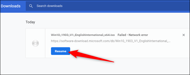 Click &quot;Resume&quot; to resume the file when you connect to the internet again.