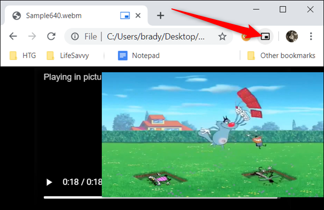 Click the PiP extension icon to enable PiP mode.