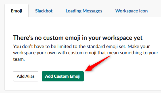 The &quot;Add Custom Emoji&quot; button.