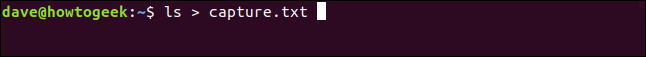 ls > capture.txt in a terminal window
