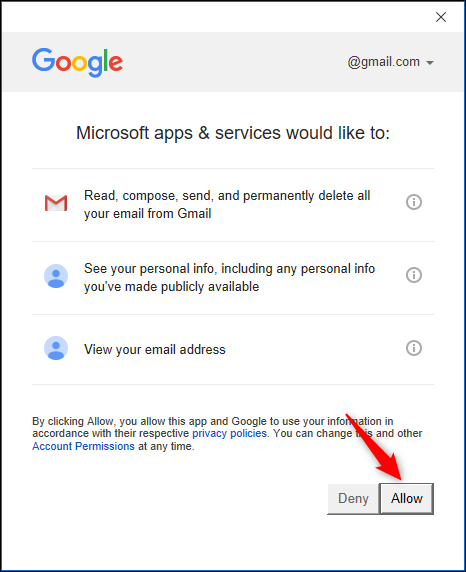 Google account access confirmation page.