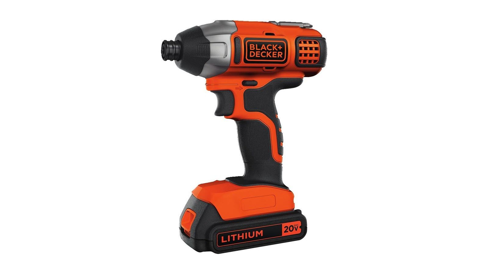 A Black &amp; Decker impact driver with battery.