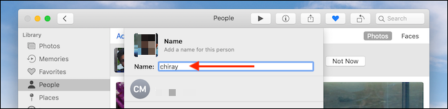 Add Name in text box in Photos app on Mac