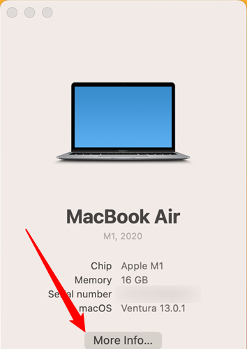 Click &quot;More Info&quot; to view more detailed information about your Mac's hardware. 