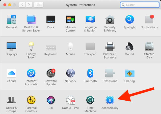 Click on Accessibility button from System Preferences in macOS