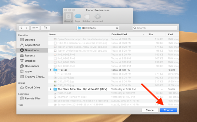Click on Choose button to choose the selected folder as new default destination