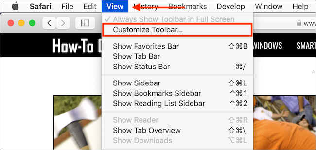 can't customize toolbar on safari