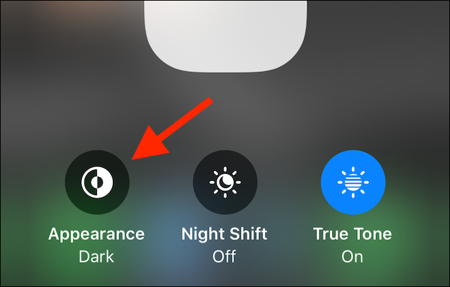 Enable Dark mode from Control Center