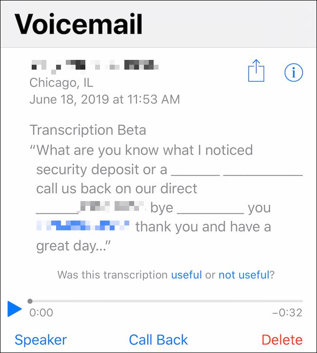 Reading a transcript of a spam voicemail