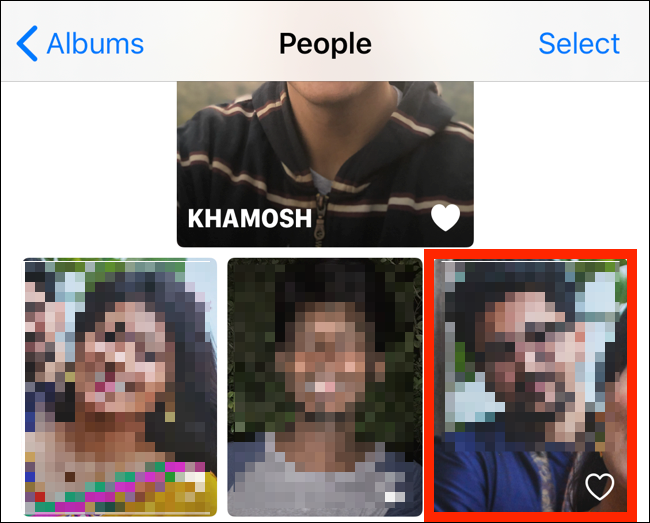 Select a face from the People album