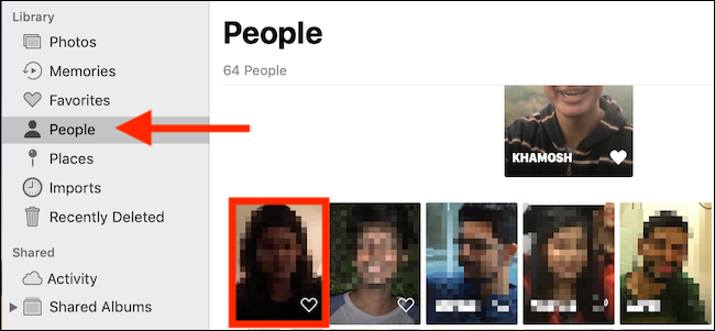 Select the People tab and the click on a face