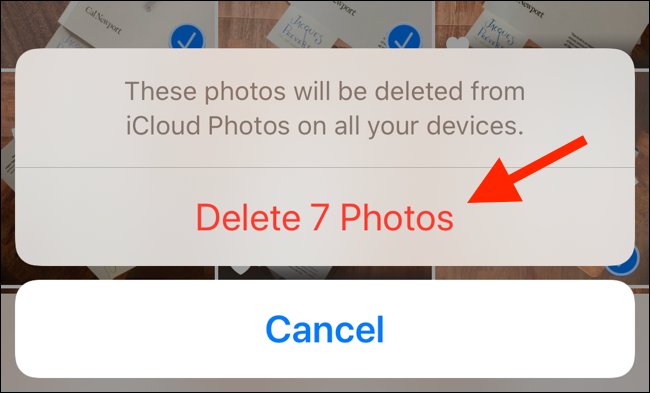 Tap on Delete Photos button to confirm