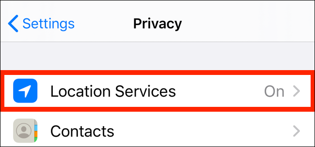 Tap on Location Services from Privacy app