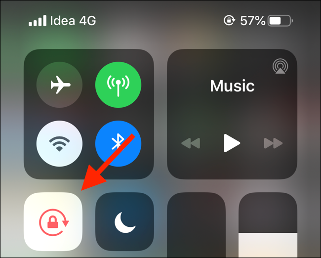 Tap on Orientation Lock icon From Control Center on iPhone