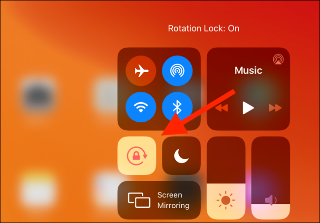 Tap on Rotation Lock button to disable orientation lock